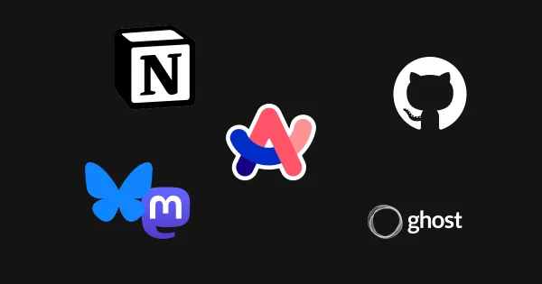 The Arc Browser logo surrounded by Notion, Bluesky, Mastodon, GitHub, and Ghost logos