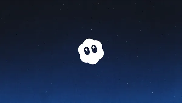 The Sora logo, a white cloud with large starry eyes, set on a night sky background